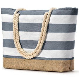 Becokan Beach Bags for Women Large Canvas Beach Tote Bag Beach Bags Waterproof Sandproof Swim Pool Bag Travel Essentials