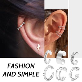AFCJLTO Ear Cuff Set for Women Ear Cuff Earrings Fake Earrings Fake Earrings Ear Earcuffs Clip Earrings Non Piercing Fake Helix Cartilage Wrap Cuff Earrings Ear Cuff with Flannel Bag