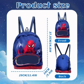 FairyPeach Children's Swimming Bag, Gym Bag, Girls Boys, Waterproof Swimming Backpack, Training Bag with Wet Compartment and Dry, Sports Bag, Beach Backpack with Drawstring, Blue + red, L