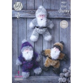 King Cole Tinsel Chunky Easy Knit Knitting Pattern for Santa Claus Christmas Toys 3 Sizes (9031)