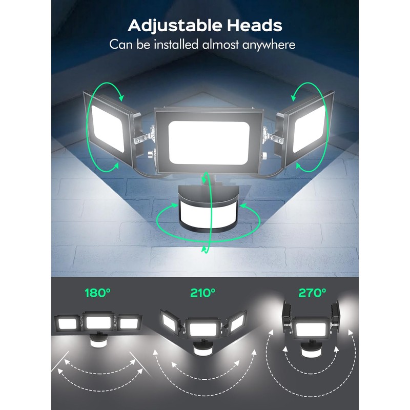 100W Security Lights Outdoor Motion Sensor,10000LM PIR Floodlight with Remote