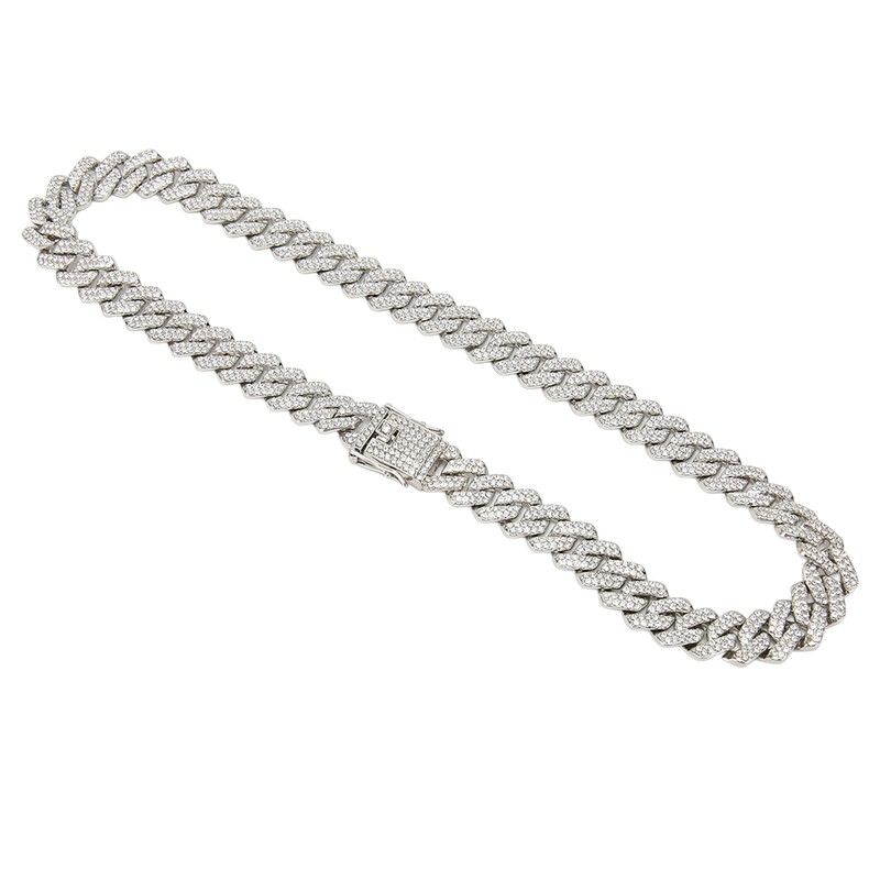 19.7in Necklace Rhombus Full Rhinestones Cool Double Layered Chain Necklace