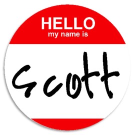 Kiwi Gifts Hello My Name Is Scott - 25 Pack Circle Stickers 3 Inch - Customizable Nametag