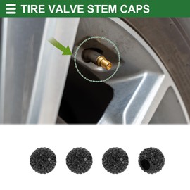 Motoforti Tire Valve Stem Caps Tyre Valve Dust Covers 8x16mm Decorative ABS Black 4 Pcs