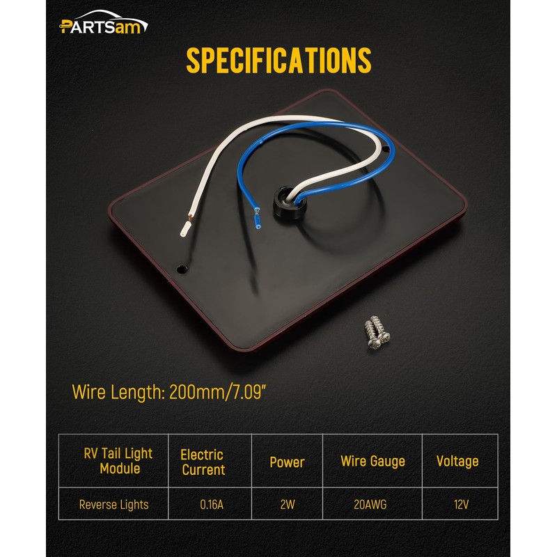 Partsam RV Tail Light Module Reverse Backup Lights Clear Lens