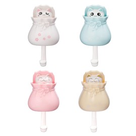 ISKYBOB Set of 4 Peek-A-Boo Cat Wall Hooks Cute Peeping Animal Coat Hanger Wall Decorative Utility Racks for Key, Hat, Scarf