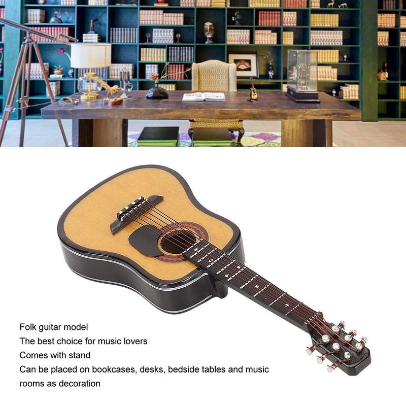 Miniature Wooden Guitar Model Exquisite Realistic Mini Musical Ornaments with