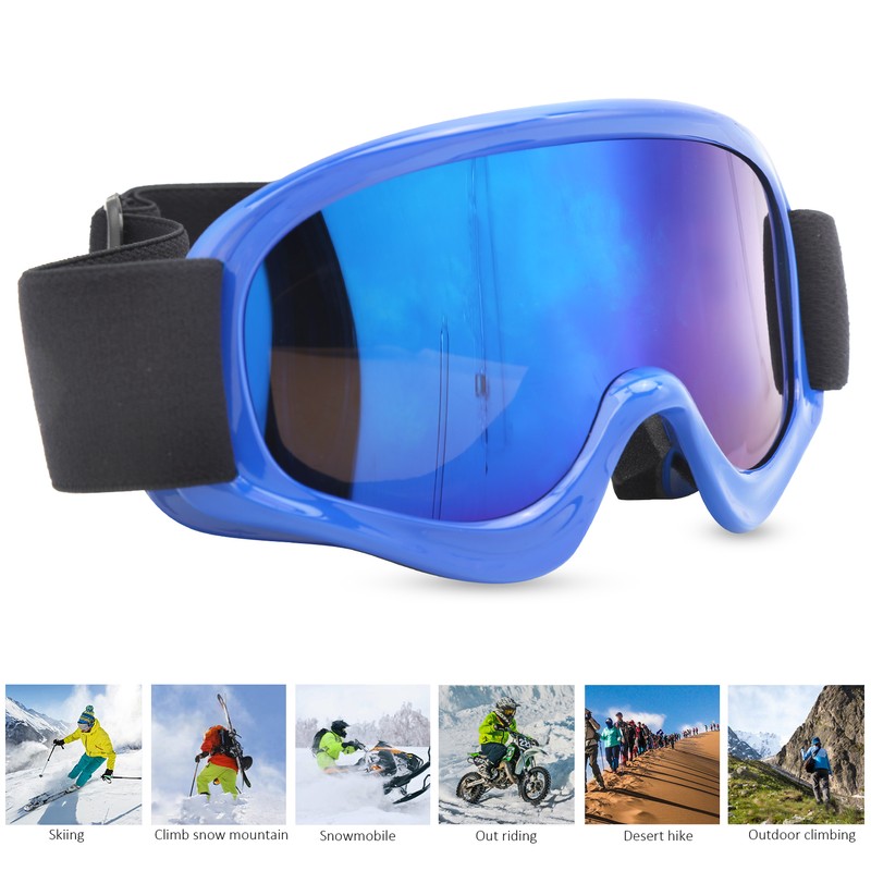 Children Ski Doublelayer Antifog Snow Antisnow Blindness Climbing Windproof Glasses(blue
