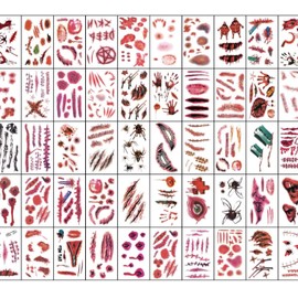50PCS Temporary Tattoo for Halloween Simulated Scar Tattoo Sticker