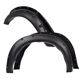 G-PLUS Fender Flares Fit For 2009-2018 Dodge Ram 1500/2019-2022 Ram 1500 Classic (Doesn't fit R/T Models) Paintable Matte Pocket Textured Riveted Style 4PCS