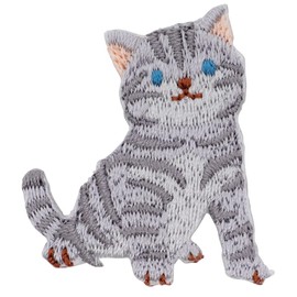 Wool Seal & Iron Patch Animal Embroidery Patch Applique Made in Japan (3. Cat)