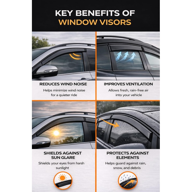 2020-2025 Tape-on Rain Guards for Kia Soul Side Window Deflector