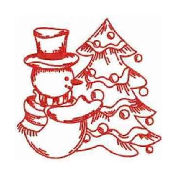 Handmade Red Work Snowmen, Quilting Blocks, Machine Embroidered, 10 Designs,