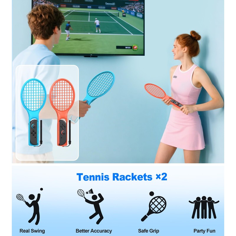 【16 in 1セット】2025年新登場！Switch2 Sports(ニンテンドースイッチスポーツ)アクセサリバンドル 体感ゲーム対応 対戦実装 没入感体験 体感スポーツ対応 Joy-Conグリップ用アクセサリ