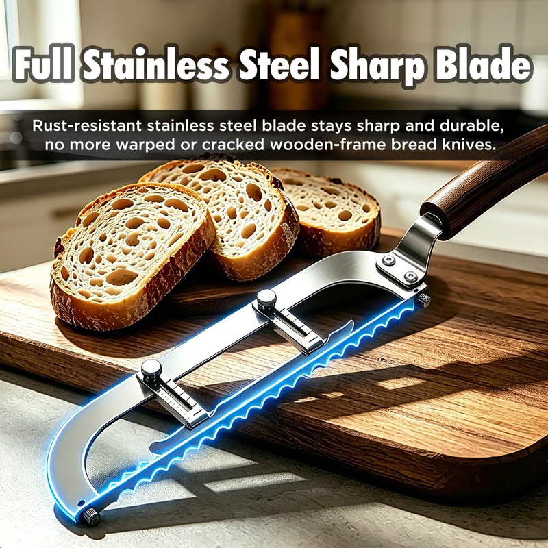 Qvamodo Upgraded Bread Knife for Homemade Bread, 6 Adjustable Thickness