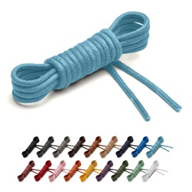 Benchmark Basics Sky Blue 30" Round Waxed Cotton Shoelaces | 2mm (5/64”) Width (30 Inches, Sky Blue)