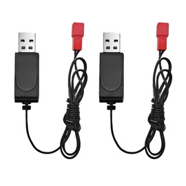 AMZZN 2PCS 3.7V 500mA 1S Battery USB Charging Cable with JST-2P Plug Connector Suitable for RC Cars, Ships, Drones, Gliders, Four-Axis Aircraft, and Helicopters 3.7V Lipo Battery Charging Cable
