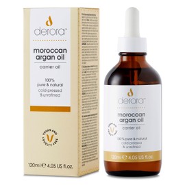 Derora Moroccan Argan Oil, Nourishes Skin, Hair and Nails, Anti-Ageing, 100% Pure, Cold Pressed & Unrefined, Natural, Antioxidant & Rich in Omega 6 & Vitamin E (120 ml) (1 Pack)
