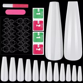 Rosy Finch Uñas Postizas De Acrílico Extralargas Con Pegamento De Uñas