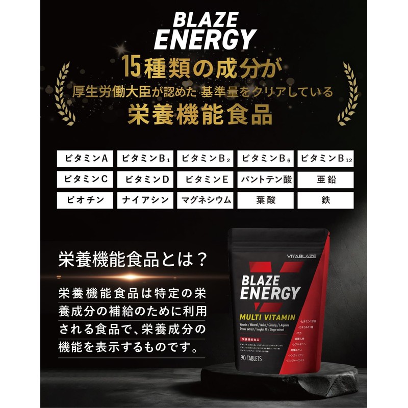 BLAZE ENERGY マルチビタミン & マルチミネラル サプリメント ビタミン 12種 ミネラル 11種