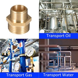 M METERXITY Male Thread Pipe Fitting - Hex G3/8 x G1/2 Male Thread Pipe Fitting, Fast Coupler Adapter, Apply to Air Pipe, Air Compressor, (8mm, Gold Tone)