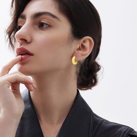 Chunky Gold Earrings Waterdrop Earrings 925 Sterling Silver Waterdrop Earrings Hollow Half Earrings Stud Half Open Earrings Fashion Hypoallergenic Earring Jewellery Gifts for Women