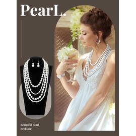 BBTO 8 Piezas Set de Collar Aretes Colgantes Perlas Pulsera de Perlas de Imitación para Mujer Niñas (Estilo de Moda)