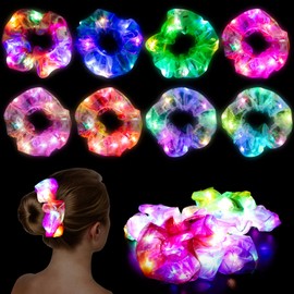 Joycabin Pack of 8 Luminous Hair Bands, LED Hair Bands with 3 Light Modes, Elastic Luminous Headbands for Women, Girls, Hair Accessories, New Year Party, Carnival, Costume Parties