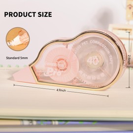 WISOPTUS Correction Tape with Gold Edging, 131 feet Ultra-Long White Out Tape for Smooth, Precise and Whisper-Quiet Mistake Fixing (Pink, 1 Pack)