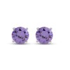 Simulated Alexandrite 4MM Round Shape Stud Earrings In 14K White