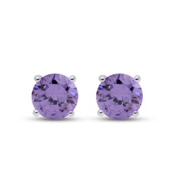 Simulated Alexandrite 4MM Round Shape Stud Earrings In 14K White Gold Over Sterling Silver (0.5 Ct)
