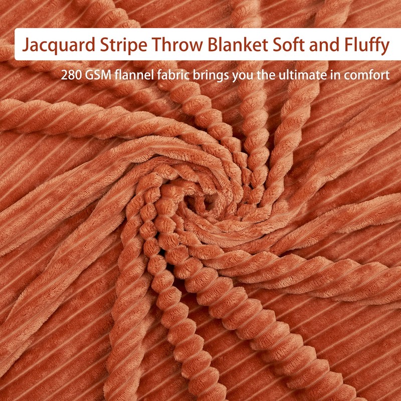 Geniospin Throw Blanket, 280GSM Extra Soft Lightweight Blanket with Stripe,