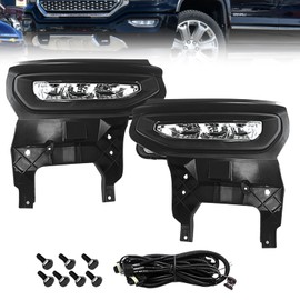 AniyaFDCX LED Fog Lights Compatible With 2016 2017 2018 GMC Sierra 1500 Front Bumper Lights Driving Fog Lamps w/Harness and Switch Clear lenses Left Driver and Right Passenger Side