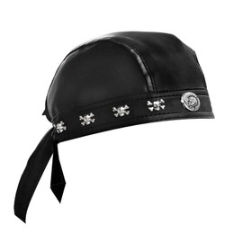 Rocker Hip-Hop Bandana Head Wrap Du Doo Do Rag Hat Skull Leather Rivet Cap Men Black