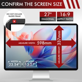 27 Inch Computer Privacy Filter for 16:9 Computer Monitor, SOPPY Removable Privacy Screen Protector, Anti Blue Light, Anti-Glare Computer Privacy Film for Monitor 27" HP Dell Acer Lenovo Asus