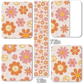 Vohado Groovy Table Runner Daisy Retro Hippie Boho Rainbow Party Decorations Spring Summer Kichen Dining Home Decor