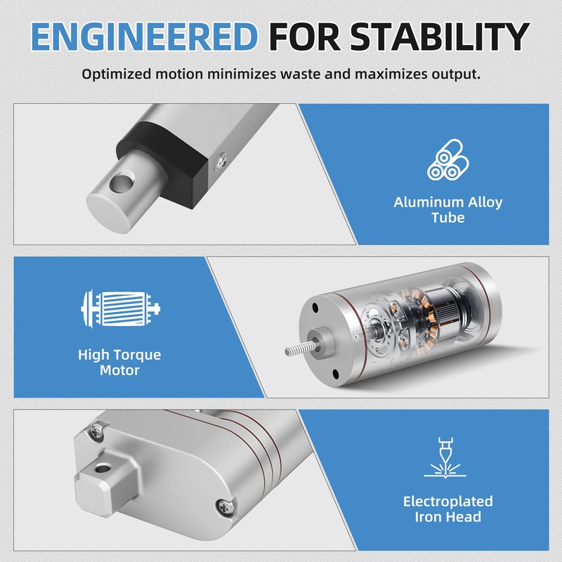 RVMARINEPAT 8 Inch 12v Linear Actuator, 330lb Thrust, High Speed