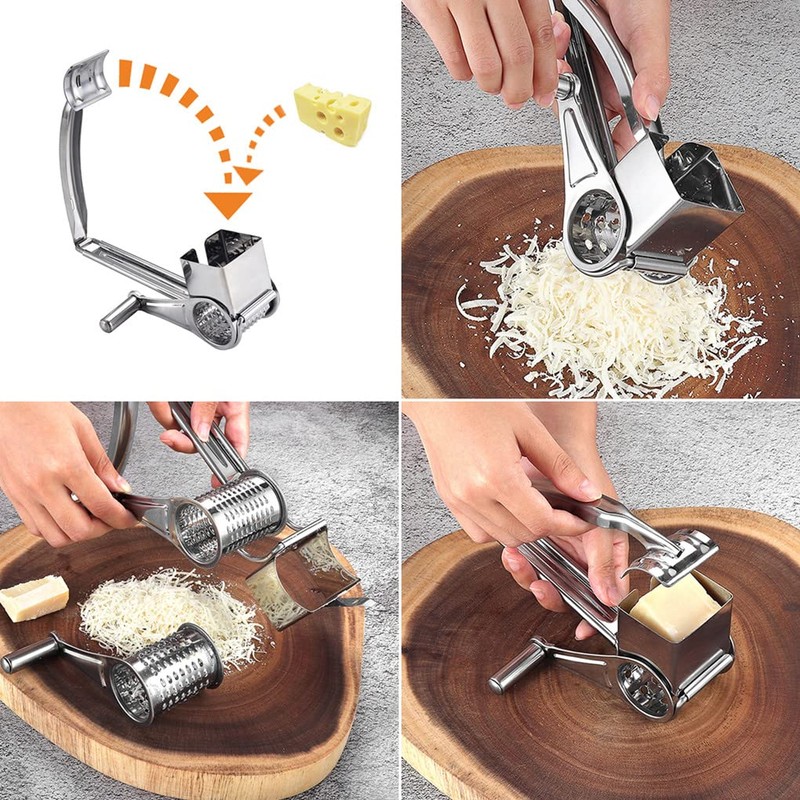 Stainless Steel Rotary Grater, Kitchen Tools Hand Crank Shredder Butter