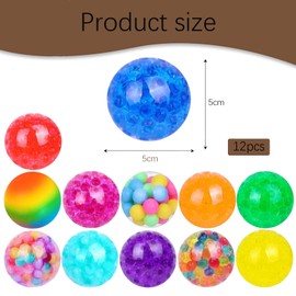 12pcs Random Stress Balls, Toys for Stress Ball For, Squishy Stress Relief Ball, Squishy Balls Toys for Home School Office Anxiety Relief Squishy Stress Balls Exercise Hand Flexibility