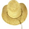 Fidra Unisex Natural Straw Cowboy Hat with Leather Headband (one