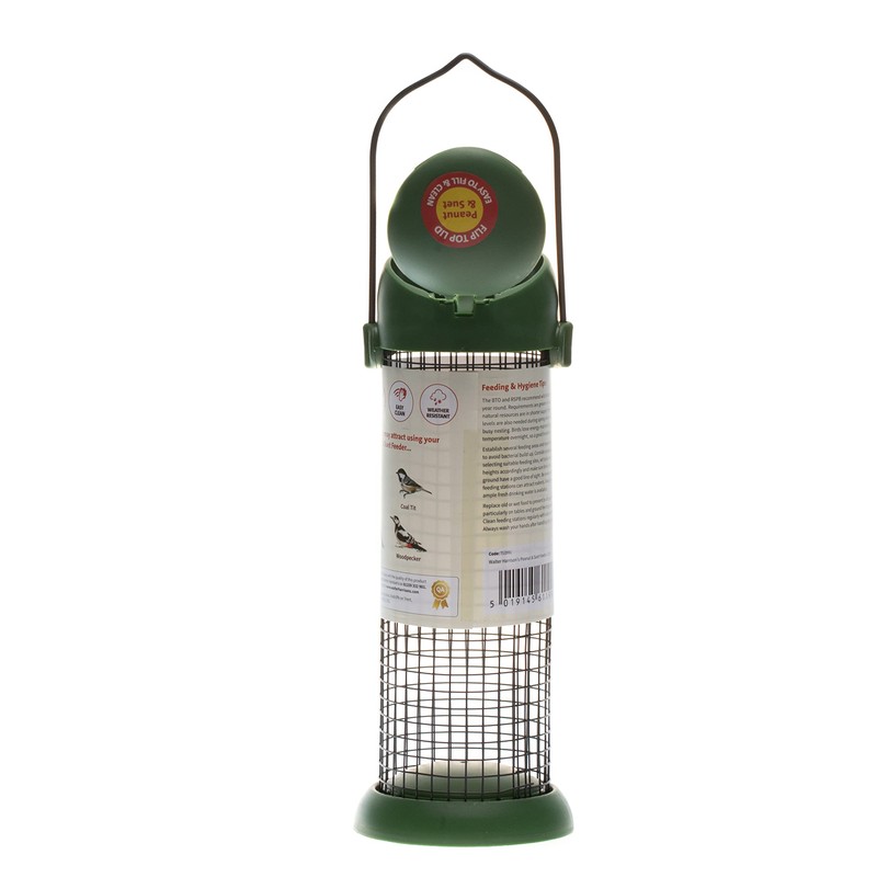 Walter Harrison's Wild Bird Flip Top Green Hanging Peanut Feeder,Black