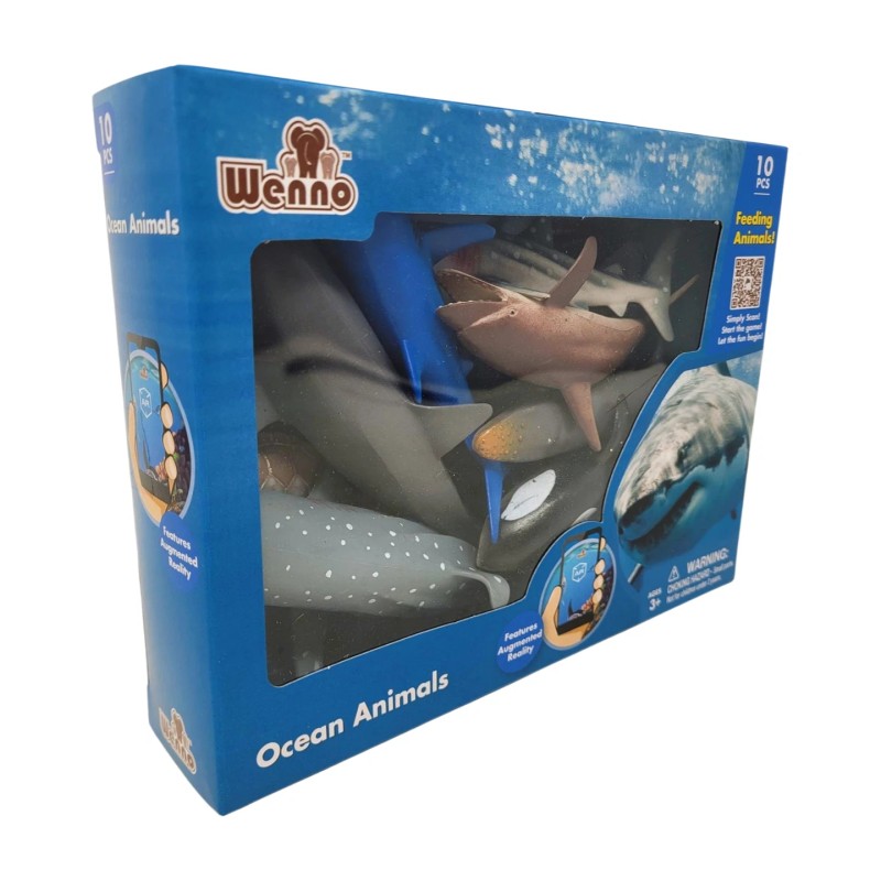 WENNO OCEAN Sea ANIMALS 10 PCS Sharks Dolphin Killer Whale