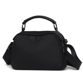 Eslcorri Small Crossbody bags for women Compact Nylon Shoulder Purse Mini Square Everyday Handbag Casual Lightweight Cute Travel Hobo Sling with Top Handle & Adjustable Strap -Black