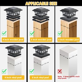 DAMAYCA 4 Pack Solar Post Cap Lights Outdoor Waterproof, Fits 4x4, 5x5, 6x6 Wooden & Vinyl Fence Decks, Edison LED Bulb with Warm & Cool White Light Modes