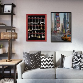 36 Souvenir Tea Spoon Display Case Collection Collector Rack Wall Mount Wooden w/98% UV Acrylic Door Lockable (36 Spoons-Cherry)