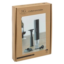 SG Secret de Gourmet Secret de Gourmet Sommelier 4-Piece Corkscrew & Wine Accessories, Black, cm