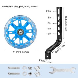 Adjustable Bicycle Training Wheels - Universal Bike Stabiliser Support Wheels for 12/14/16/18/20 Inch Bikes, Flash Mute Wheel for Kids & Adults, Easy Install (Blue)