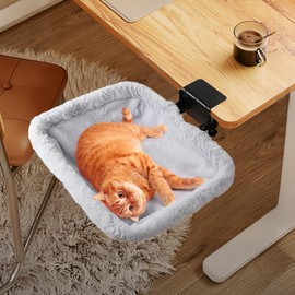 Lilyang Cat Desk Bed – Cat Hammock for Home Office, Secure Bed with Super-Sized Clamp & Steel Frame, Supports Up to 40 lbs, 18"x14" Reversible Bed Cover, Removable & Washable
