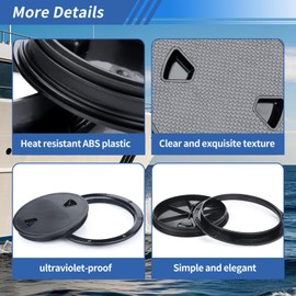 Hoffen Boat Hatch Black 4" 6" 8" Round Non Slip Inspection Hatch w/Detachable Cover for Marine Boat Yacht (8 inch)