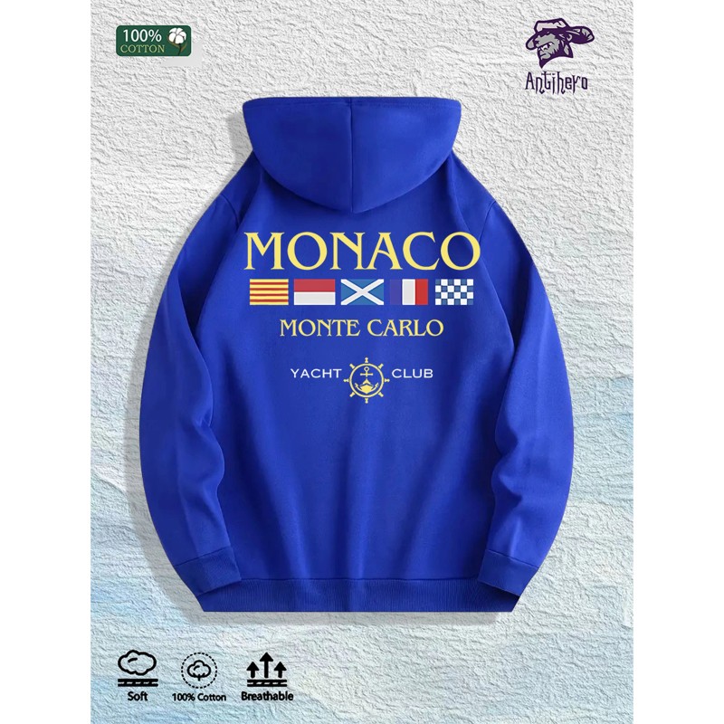Monaco Yacht Club Graphic Hoodie 100% Cotton US Warehouse 7